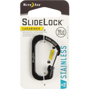 Locking Carabiner Clip, Black, 1-3/32 in