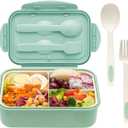 Bento Boxes for Adults - 1100 ML Bento Lunch Box For Kids Childrens With Spoon & Fork - Durable Perfect Size for On-the-Go Meal, BPA-Free and Food-Safe Materials(Green)