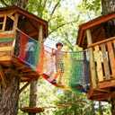 Kids Playground Climbing Cargo Net - 6.5 x 9.8Ft Kids Playground Safety Net,Polyester Double Layers Rope Bridge Net for Tree House and Outdoor AdventureRainbow