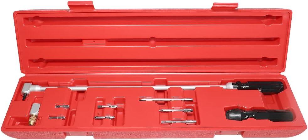 DPTOOL Carburetor Adjustment Wrench Tool 14 Inches Long 90 Degree Bevel Screwdriver Portable Multi-Purpose Screwdriver Kit For Moto Snowmobile, Phillips & Slotted Bits