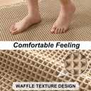 JIUZHEN Set of 2 Waffle Bath Mats Boho Non Slip Bath Rugs Washable Bathroom Rugs Super Absorbent Waffle Mats Ultra Soft Fast Drying Mat for Bathroom Floor, Tub, 16" x 24" +20" x 32", Brown
