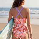 Beautikini Period Swimwear One Piece Leakproof Swimsuit Menstrual Athletic Print Bathing Suit for Teen Girls Women, S