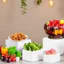 6Pcs Buffet Risers-Dessert Table Display Set- Food Display Risers for Party, White Dessert Stands,Cube Boxes Display Nesting for Buffet Table Catering Dessert (S-5" 6" 6.8" 7" 7.5" 8")