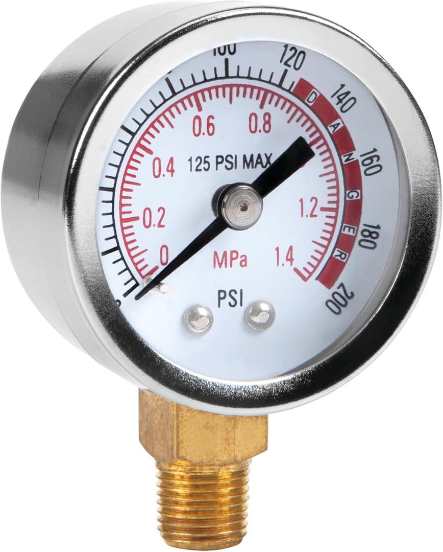 Performance Tool W10055 0-200 PSI Air Gauge for Air Tank Accessory