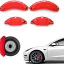 Brake Caliper Covers Set of 4 Compatible with Tesla model 3 Accessories2017-2023 18 Inch 19 Inch Wheel Hub Size Red Brake Caliper Covers Model 3 Caliper Covers (red)