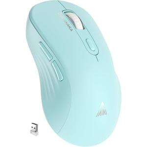 SOLAKAKA SM66 Green Silent Dual Mode Wireless Mouse for Laptop, Adjustable 4800 DPI,Rechargeable Computer Mouse for Bluetooth and Wireless Connection