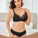 Avidlove Bras for Women Lace Minimizer Bra Full Coverage Mesh Underwire Bra with Centering Cups Sexy Unlined Brasieres (Black)