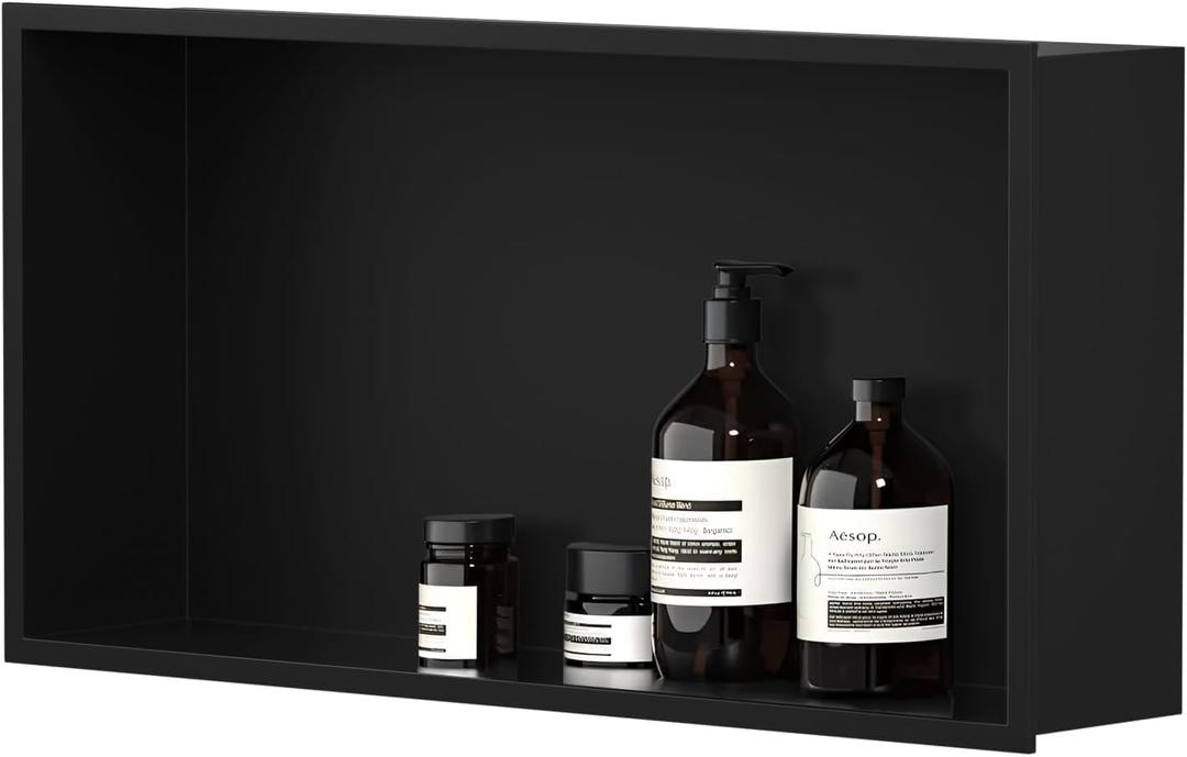 304 Stainless Steel Recessed Shower Niche 24x12 Inch Leak Proof Bath Organizer, Sealed Rustproof Bathroom Wall Niche, No Tile Needed, for Shower & Bathroom Storage