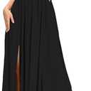 Floerns Women's Boho Floral Print Off Shoulder Split Long A Line Dress, XL