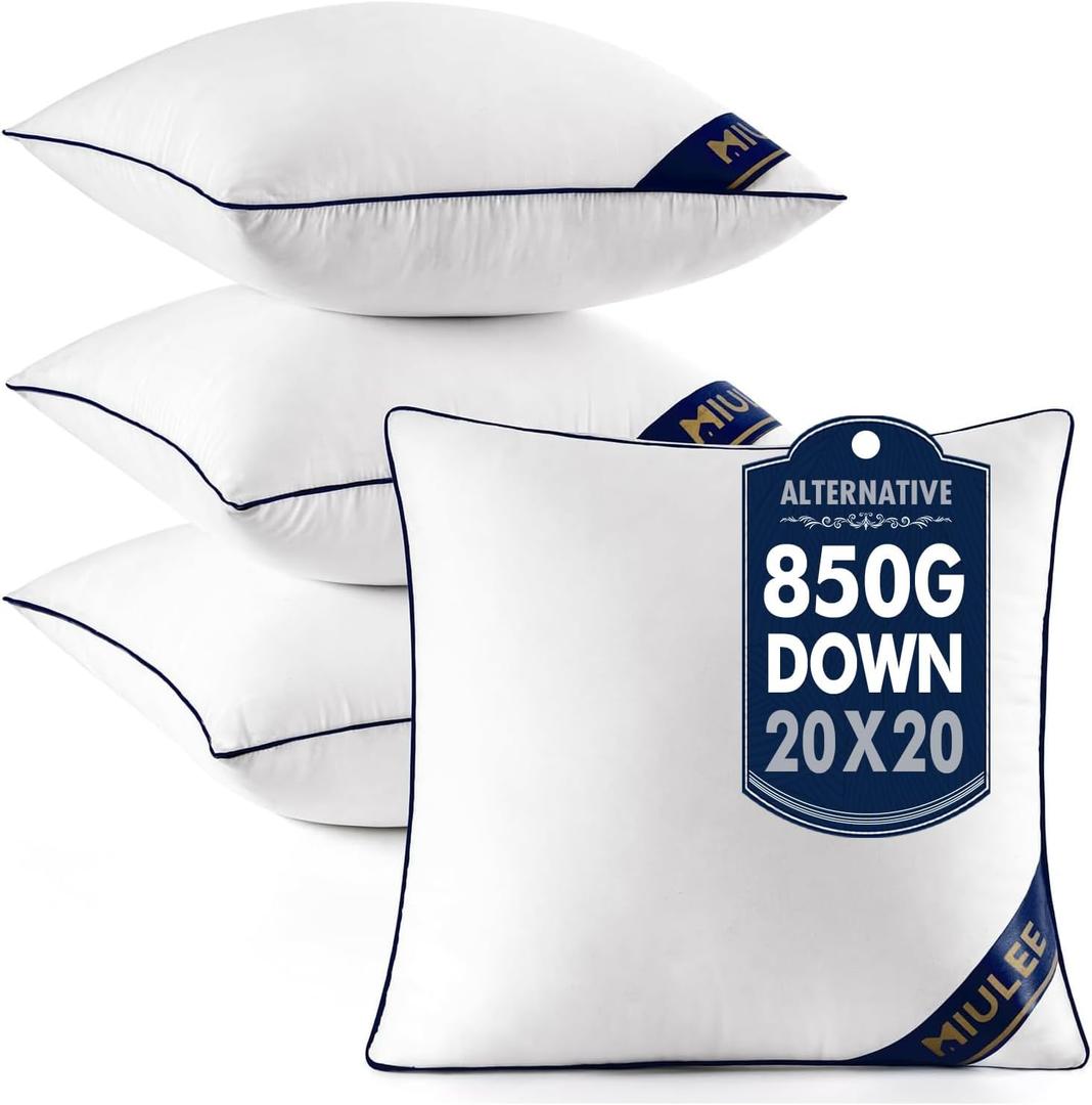 MIULEE 20x20 Pillow Inserts Set of 4 Throw Pillows Premium Down Alternative Pillow Inserts Square Decorative Pillow Stuffer for Sofa, Couch (20x20 inch, Set of 4)