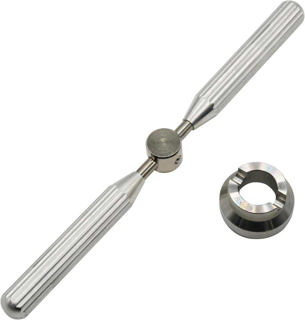 Watch Back Opener Tool Kit, Stainless Steel 5537 Case Back Remover for Rolex/Tudor 29.5mm/ 36.5mm (Silver long handle)