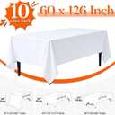 10 Pack White Table Cloth Rectangle 60x126 Inch Rectangular Tablecloths for 8 Foot Tables, Wrinkle Resistant Washable White Tablecloth Polyester Fabric Table Covers for Party Banquet Wedding Buffet
