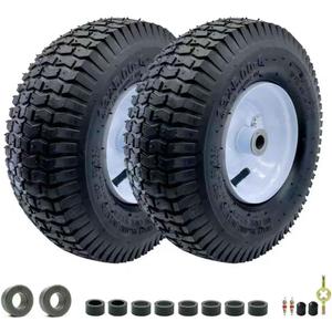 2-Pack of 13x5.00-6" Wheels,13" Pneumatic Tires,Steel Rim and 3/4" Axle Bore Hole(Bushing),3"-6 Centered Hub,for Riding Lawn Mower,Utility Wagon and MoreAll Purpose Utility Tire