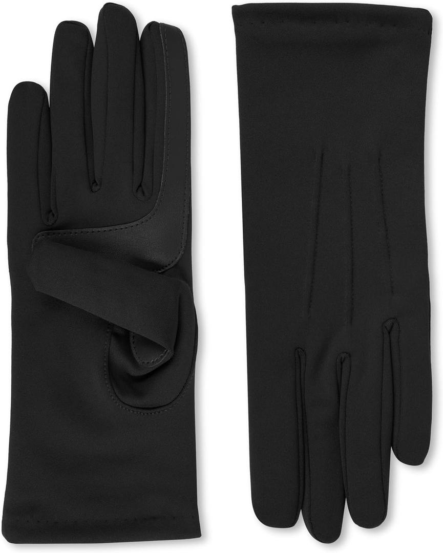isotoner Women's Spandex Cold Weather Stretch Gloves With Warm Fleece Lining (Black)