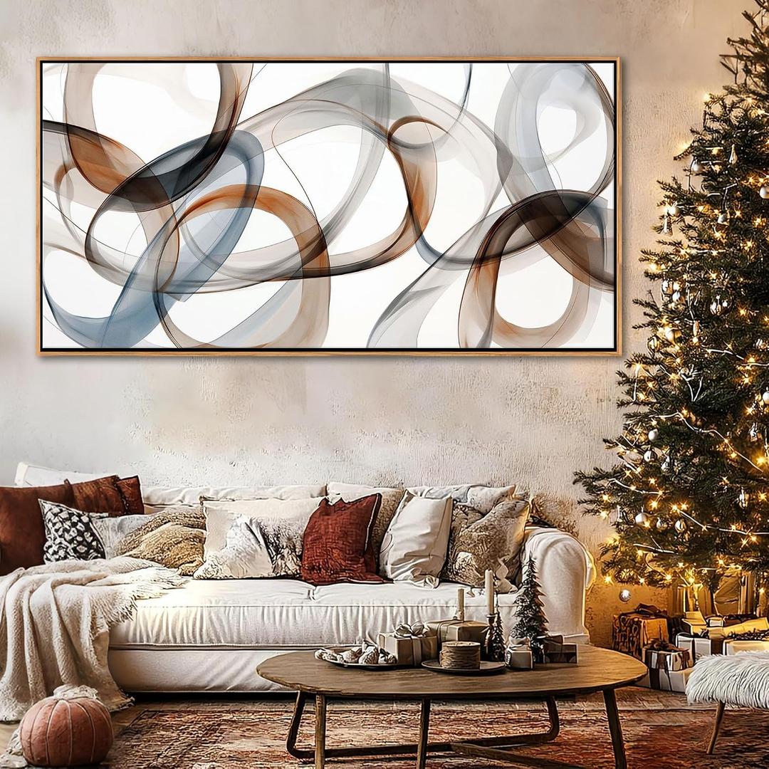 Framed Canvas Wall Art - Large Abstract art prints for Home & Office Decor - Brown Modern, Minimalist Wall Art Decor for Living Room, Bedroom Farmhouse Wall Decor Wood Frame 2040IN