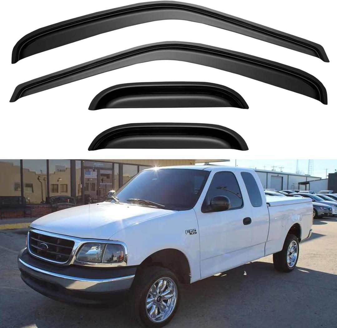 Window Visors Rain Guards for 1997-2003 Ford F150 SuperCab, Out-Channel Window Vent Wind Deflectors Visors Shades for 1997-1999 F250 Light Duty, 2004 F-150 Heritage (Super/Extended Cab)