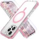MILPROX Compatible with iPhone 16 Pro Max Case - with Screen Protector - Compatible with MagSafe - Magnetic Clear Trasparent Design - Non Yellowing Anti Slip - All PC Protective Phone Cover - Pink