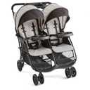Kolcraft Cloud Plus Lightweight Double Stroller Side-by-Side for Infant Toddler, Compact Folding Travel System with Reclining Seats, Canopies, Storage Basket, Trays, Easy Maneuver - Slate Gray