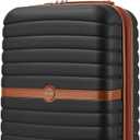 Kono Expandable Carry On Luggage 22x14x9 Airline Approved with Spinner Wheels, 20 Inch Durable PC+ABS Hardshell Travel Suitcase Rolling Luggage with Lock, Black/Brown