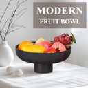 Modern Large Black Fruit Bowl - Concrete Black Pedestal Decorative Bowls, Handicraft Multi-Functional Key, Candy Bowl, Centerpiece for Entry Table, Kitchen Island Counter, Coffee Table Home Decor