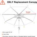 ABCCANOPY 9ft Outdoor Umbrella Replacement Top Suit 8 Ribs (Khaki)