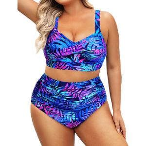 Daci Women's Plus Size Bikini Sets - High Waisted Two-Piece Swimsuits with Tummy Control, 18 Plus