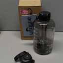 AQUAFIT 64 oz Water Bottle with Time Marker - Straw & Chug Lid - BPA Free Half Gallon Gym Water Bottle with Handle - Big Gallon Jug (Gray, 64 Ounces)