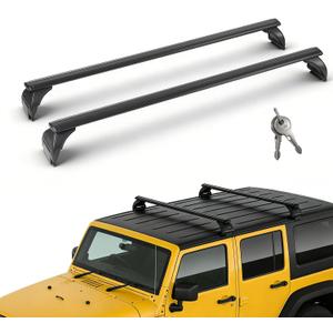 Roof Rack Cross Bars Compatible with Jeep Wrangler JK JL Gladiator JT 2007-2026 with Anti-Theft Metal Lock, 2 & 4 Door Heavy Duty Aluminum Crossbars Rooftop Cargo Kayak Bike Luggage Racks