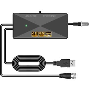 Indoor TV Antenna Amplifier, Digital Antenna Signal Booster, 25dB High Gain Powerful Antennas Booster, Suit for All TV Antennas (Black1)