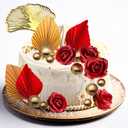 21 Pcs Boho Cake Topper Balloons Cake Topper Rose Red Gold Palm Leaves Cake Decorations for Wedding Baby Shower Birthday Party Anniversary Supplies