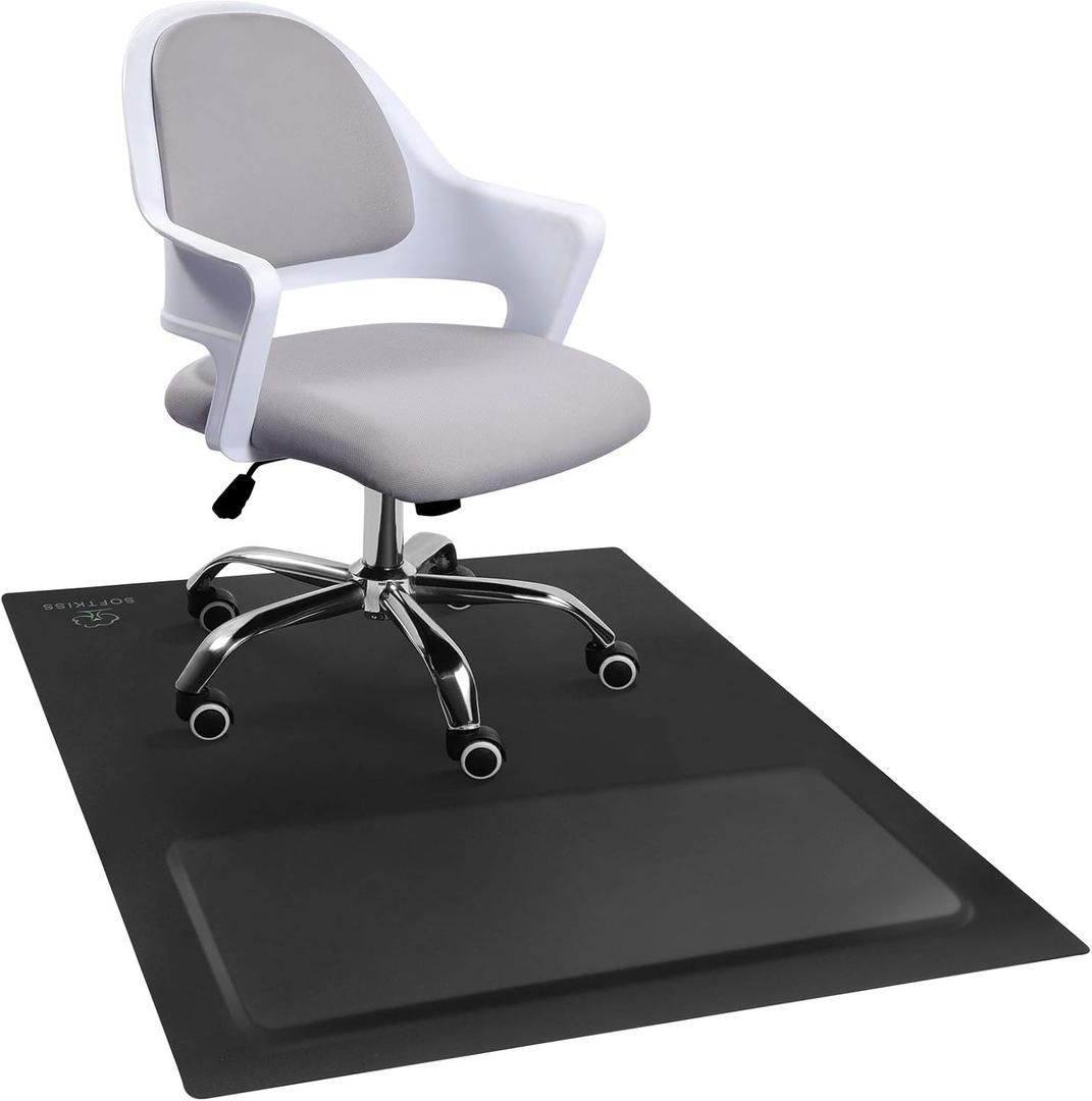 Anti-Fatigue Standing Office Chair Mat for Hardwood Floor with Cushioned Foam Foot Support, 48 x 36 Desk Chair mat, Scratch Resistant and Waterproof Anti-Slip Surface, Soft Ergonomic Cushion (Black)