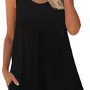 Womens Summer Casual Sleeveless Rompers Tank Crewneck Wide Leg Loose Shorts Jumpsuit Overalls with Pockets (XX-Large, Black)