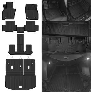 Custom Fit Floor Mats for Mazda CX90 7 Seats/Captain Seat 2024-2026 | All Weather TPE Floor Liners with Trunk Mat & Backrest Protectors | Odorless Full Set Interior Accessories