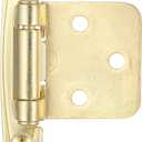 4 Pack (2 Pair) Gold (Brass) Self Closing Cabinet Hinges for Kitchen Cabinet Door, 1/2" Overlay (Variable) Semi Concealed Kitchen Cabinet Hinges