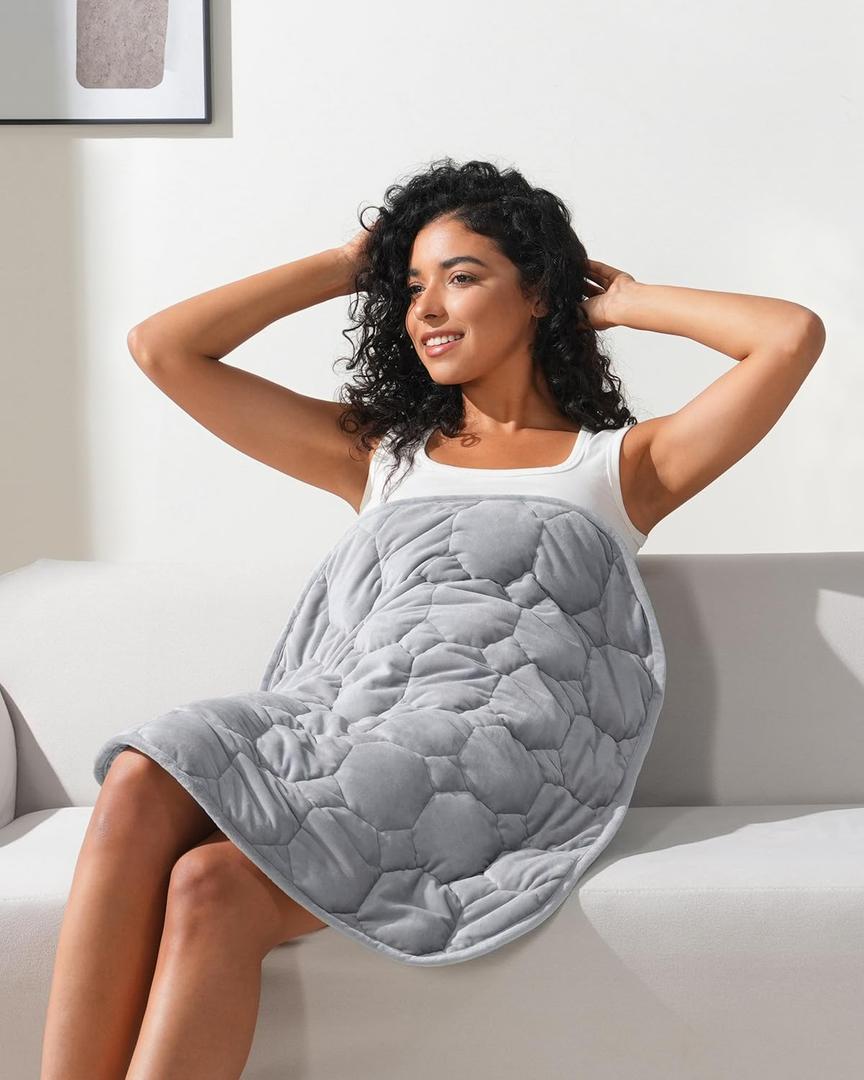 Kivik Weighted Lap Blanket, 7 lbs Weighted Lap Pad for Adults, Small Travel Weighted Blanket for Relaxation, Portable & Breathable, Grey, 24"x29"