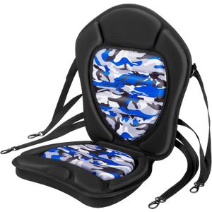 Extra Thick Kayak Seat with Back Support, Hard Support Replacement Paddle Board Seats for Sit-On-Top Kayaks, Canoe, SUP - Blue&White