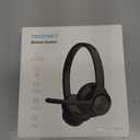 TECKNET Wireless Headset, Bluetooth Headset with Noise Cancelling Microphone - Rechargeable Bluetooth V5.2 Headphones, 50H Playtime & Mic Mute, On Ear Headphones for Trucker/Remote Work/Call Center (Deep Black)