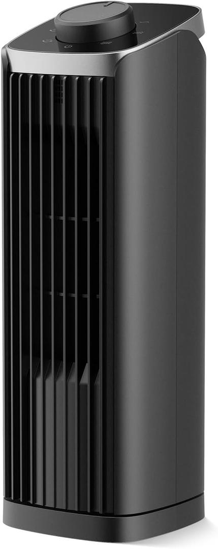PNTCK Fan for Bedroom, 13" Tower Fan with Remote, 4 Modes 3 Speeds Max 23ft/s, 70 Oscillating Desk Fan, Bladeless Standing Fan, Portable Fans, Cooling Fans for Office, Home Medium-13-Knob