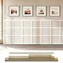 Pre-Cut Board and Batten Wainscoting Kit, 28‑Pc Set Assemble Accent Decor, 7pcs 43.3" decorative trims, 6pcs 40" wide trims, 12pcs 17.7" short trims and 3pcs 40" narrow edge trims