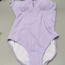Aleumdr Womens Textured One Piece Swimsuit Tummy Control Bathing Suit Tie Knot Cutout Swimwear (Small, Lavender Purple Textured)