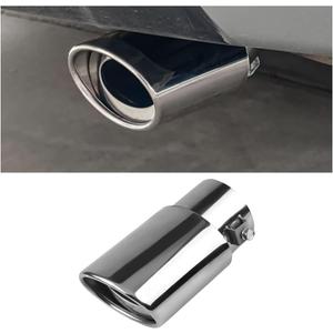 Stainless Steel Car Exhaust Tip, 2.5" Inlet 3.3" Outlet Adjustable Chrome-Plated Finish Exhaust Tailpipe, Car Exhaust Pipe Modification Tail Throat Tail Pipe, Fit for Most Cars (Straight, Silver)