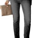 Sidefeel Women's Boyfriend Jeans Stretchy Ripped Distressed Zimbaplatinum Denim Pants Size 8 (Black)