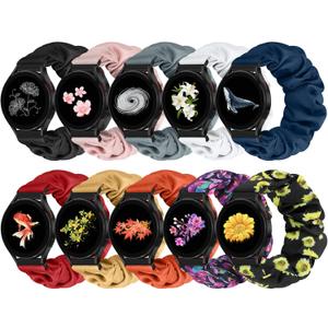 Runostrich Compatible with Samsung Galaxy Watch 7 6 5 4 40mm 44mm/Garmin Vvoactive 6/5/3/3 Music/Forerunner 570 42mm/55/158/165/245/645/Amazift Active 2/Active, 10pack 20mm Scrunchie Watch Band