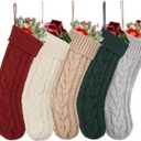 5 Pack Christmas Stocking,Hanging Knitted Stocking,Gifts & Decorations for Family,Holiday Party Fireplace Christmas Tree Decoration