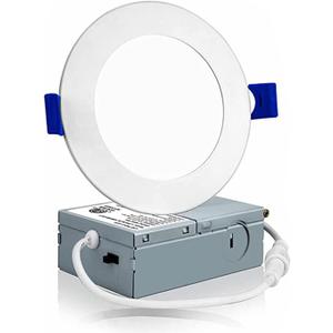 Meconard 1 Pack 4 Inch LED Recessed Ceiling Light with Junction Box, 3000K/4000K/5000K Selectable, 9W=75W 750LM, Dimmable Canless Downlights, ETL and Energy Star Listed