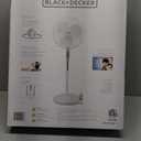 BLACK+DECKER 18-Inch Stand Fan with Pedestal Base, Height Adjustable Pedestal Fan with Remote and Touch Control Panel, Free Standing Fan with 90-Degree Oscillating and 3-Speed Settings, Black (White)