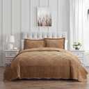 VCNY Home - Full Quilt Set, 3-Piece Plush Bedding with Matching Shams, Elegant Room Decor (Westland Caramel, Full)