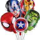 5PCS Aluminium Film Balloons for Superhero Avengers Party,for Superhero Birthday Party Supplies
