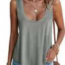 Tankaneo Womens Scoop Neck Tank Tops Summer Casual Sleeveless Loose Fit T Shirts Beach Vacation Workout Basic Tees Grey (Gray, M)