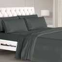 Mueller Luxury 6 PC Full Size Bed Sheets, Super Soft 1800, Deep Pocket up to 16" Full Size Sheets, Transfers Heat, Breathes Better, Hypoallergenic, Wrinkle-Resistant, Oeko-TEX, Dark Grey 